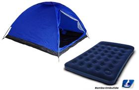 Barraca Iglu 4 Pessoas + Colchão Inflável Casal Com Inflador Embutido Barraca Iglu 4 Pessoas + Colchão Inflável Casal Com Inflador Embutido