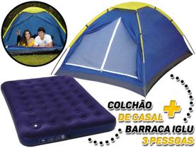 Barraca Iglu Camping 3 Pessoas + Colchão De Ar Casal Mor