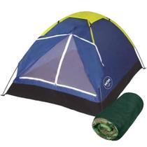 Barraca Iglu para Camping Azul 2 Pessoas com Colchonete Estampa Camuflada MOR