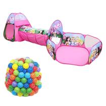 Barraca Infantil 3 em 1 Dobrável com Túnel Cercado e 50 Bolinhas Coloridas Princesa/Dino/Corrida e Cesta de Basquete Barraca Infantil 3 em 1 Dobrável com Túnel Cercado e 50 Bolinhas Coloridas Princesa/Dino/Corrida e Cesta de Basquete