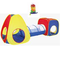 Barraca Infantil Cabana Toca Tenda Tunel 3 em 1 Tipo Piscina 60 Bolinhas Bebê Crianças Importway BW067