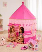 Barraca Infantil Castelo Princesa Rosa Dobrável Tenda Cabana Grande para Crianças com Janela e Porta Barraca Infantil Castelo Princesa Rosa Dobrável Tenda Cabana Grande para Crianças com Janela e Porta