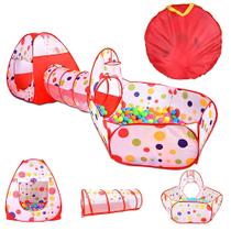 Barraca Infantil com Toca Túnel e Piscina de Bolinhas Castelo Acampamento Grande Menino Menina Dobrável Brinquedo Educativo Barraca Infantil com Toca Túnel e Piscina de Bolinhas Castelo Acampamento Grande Menino Menina Dobrável Brinquedo Educativo