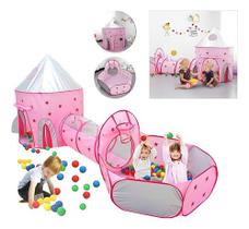 Barraca Infantil Rosa Toca Túnel 3 X 1 Barbie Cesta Basquete