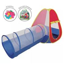 Barraca Infantil Toca 2x1 com Túnel 50 Bolinhas Bolsa de Transporte e Estrutura Dobrável Importway