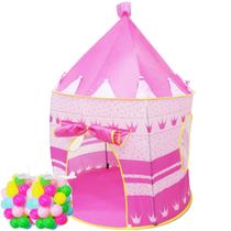 Barraca Infantil Toca Dobrável Castelo 100 Bolinhas Menina Cabana Tenda Rosa Brinqway BW-068RS