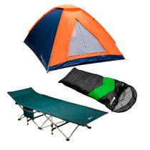 Barraca Panda Iglu 3 Pessoas + Cama Dobrável Dream Cinza + Saco de Dormir Viper 5º a 12º Preto/Verde Barraca Panda Iglu 3 Pessoas + Cama Dobrável Dream Cinza + Saco de Dormir Viper 5º a 12º Preto/Verde