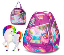 Barraca Toca Casinha Portátil para Meninas Infantil Pônei com Bolsinha de Transporte Rosa Lilás