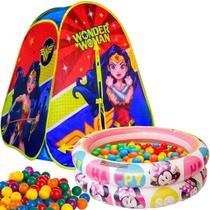 Barraca Toca Infantil Toquinha Criança Menina Mulher Maravilha Dobrável Com Bolinhas Piscina Banheira Inflável Minnie 37 Litros Barraca Toca Infantil Toquinha Criança Menina Mulher Maravilha Dobrável Com Bolinhas Piscina Banheira Inflável Minnie 37 Litros
