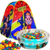 Barraca Toca Infantil Toquinha Criança Menina Mulher Maravilha Dobrável Com Bolinhas Piscina Inflável Moana 37 Litros