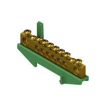 Barramento Barra Terra com suporte verde para trilho din - BRN01V - BRUM