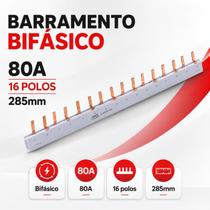 Barramento Bifásico 80A 16 Polos 285mm Force Line Barramento Bifásico 80A 16 Polos 285mm Force Line