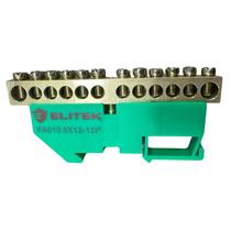 Barramento Cobre Neutro/Terra 8 ou 12 Vias C/ Suporte P/ Trilho Din