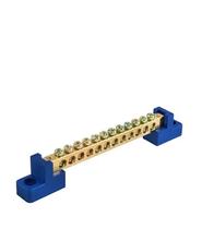 Barramento de dist. sem proteção azul neutro 12 furos Barramento de dist. sem proteção azul neutro 12 furos