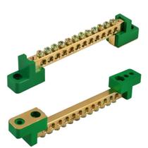 Barramento de distribuicao 80a verde terra 12 furos cabo 10mm