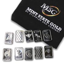 Barras de prata MINT STATE GOLD 1g .999 de prata pura com bolsa x10 Barras de prata MINT STATE GOLD 1g .999 de prata pura com bolsa x10
