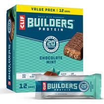 Barras de proteína CLIF BUILDER'S Chocolate Mint 20g, pacote com 12