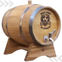 Barri De Carvalho P/ Cachaça 5l Gravado Brasão Do Seu Time C/ Torneira Prremium