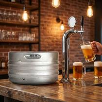 Barril de Chopp 15 Litros Euro em Aço Inox 304 com Válvula S Padrão Sifão Válvula De Segurança