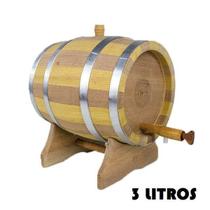 Barril de Madeira Amburana e Jequitibá Natural com Aro Inox - 3 Litros Barril de Madeira Amburana e Jequitibá Natural com Aro Inox - 3 Litros