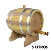 Barril de Madeira Amburana e Jequitibá Natural com Aro Inox - 5 Litros