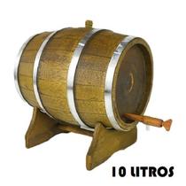 Barril de Madeira Carvalho Envelhecido - Aro Inox (10 Litros) - Ideal para Envelhecimento de Bebidas
