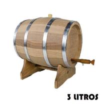 Barril de Madeira Jequitibá Natural com Aro Inox - 3 Litros