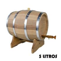 Barril de Madeira Jequitibá Natural com Aro Inox - 5 Litros Barril de Madeira Jequitibá Natural com Aro Inox - 5 Litros