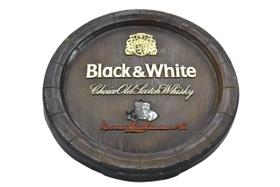 Barril de parede black white whisky, quadro black white wisky, decoração barril.