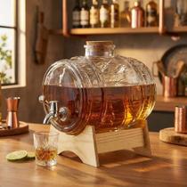 Barril de Vidro 3 Litros com Suporte Dispenser de Bebidas para Bar e Decoração