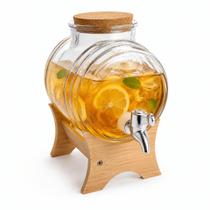 Barril Dispenser de Bebidas 3 Litros em Vidro com Torneira e Suporte de Madeira Barril Dispenser de Bebidas 3 Litros em Vidro com Torneira e Suporte de Madeira