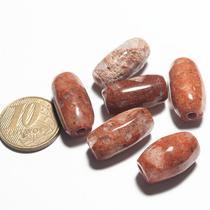 Barril Furado Longitudinal de Pedra Hematoide Multicor - 25mm