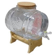 Barril Para Cachaça Vinho Licor 5 Litros De Vidro Com Suporte em Madeira