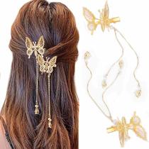 Bartosi Butterfly Clips Hair Gold Hair Barrettes Fluttering Tassel Hair Accessories Conjunto de acessórios para mulheres e meninas (pacote com 2) Bartosi Butterfly Clips Hair Gold Hair Barrettes Fluttering Tassel Hair Accessories Conjunto de acessórios para mulheres e meninas (pacote com 2)