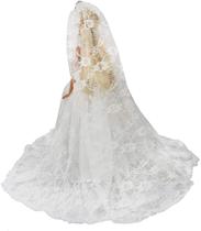 Barwa Vestido de Noiva Branco com Long Veil Evening Party Princess White Lace Dress para 11,5 Polegadas Girl Doll