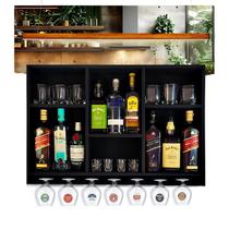 Barzinho Adega Parede Churrasco Decoração Porta Taças Boteco Preto Fosco