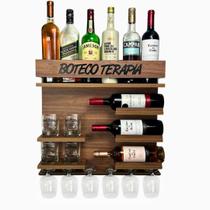 Barzinho Adega Parede frase Boteco Terapia medida 54 x 51 cor Amadeirado