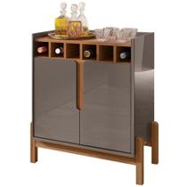 Barzinho c/2Pts Adega p/Sala De Jantar Cinza Perola Cedro