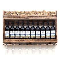 Barzinho de Parede Adega de Madeira para 10 garrafas com porta rolhas e taças cor Rustica Barzinho de Parede Adega de Madeira para 10 garrafas com porta rolhas e taças cor Rustica