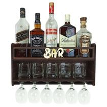 Barzinho de Parede Aparador Para Bebidas Para Sala Tema Bar - 49x26 Cor Louro Preto