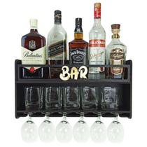 Barzinho de Parede Aparador Para Bebidas Para Sala Tema Bar - 49x26 Cor Preto