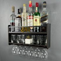Barzinho de Parede Aparador Para Bebidas Para Sala Tema Bar 49x26cm Cor Preto