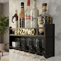 Barzinho de Parede Aparador Para Bebidas Para Sala Tema Barzinho 49x26cm Cor Preto