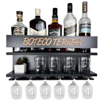 Barzinho de Parede - Bar Suporte Bebidas Suspenso - Decoração Sala Casa Área de Festas Modelos:Botecoterapia Cor Preta