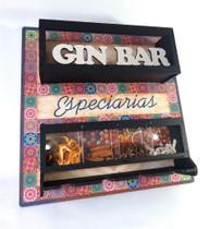 Barzinho De Parede Com Porta Taça Mdf Para Gin Com Visor