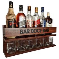 Barzinho de Parede para Bebidas e Copos - Bar Doce Bar - 60x26 Nova Imbuia