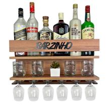Barzinho de Parede Suspenso para Sala tamanho 54x28 cor Amadeirado tema Barzinho