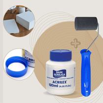 Base Acrílica para Artesanato Branca 120ml Acrilex Atóxica + Rolo de Pintura Tigre 5cm Kit para Pintura em Madeira MDF Base Acrílica para Artesanato Branca 120ml Acrilex Atóxica + Rolo de Pintura Tigre 5cm Kit para Pintura em Madeira MDF