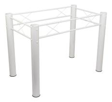 Base Armação Perna Branca Para Mesa Pedra Granito Vidro Madeira 120x75 + Tecido Limpeza Especial