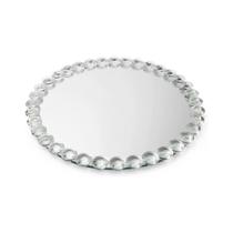 Base Bandeja de Vidro Redonda Espelhada com Cristal 15cm